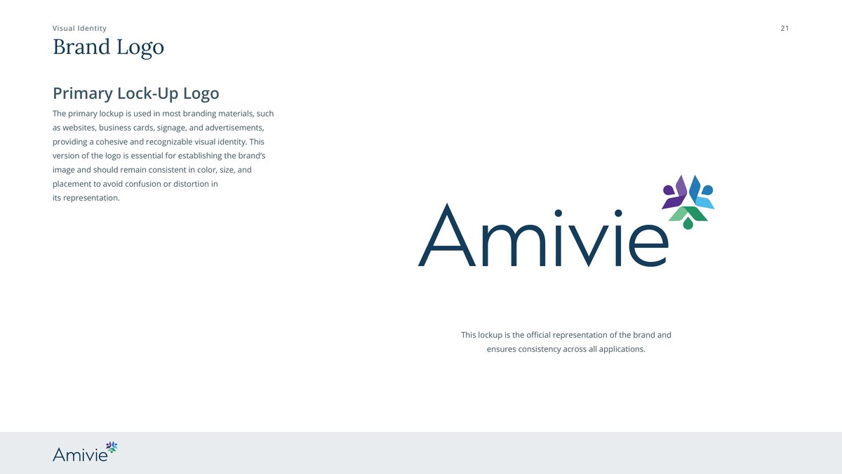 Amivie brand guide — logo standards page