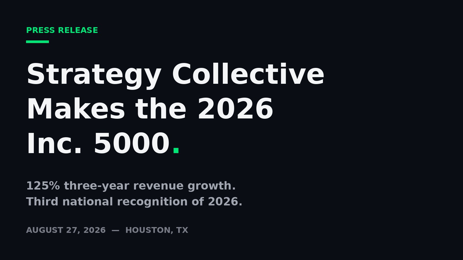 Press release: Strategy Collective Makes the 2026 Inc. 5000